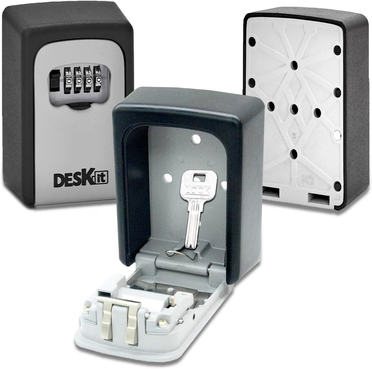 Deskit 4-Digit Combination Key Safe – Wall Mounted Outdoor Key Lock Box