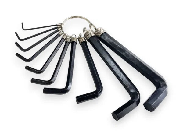 Allen Key Set 10Pc Metric Hex Keys on Ring 1.5-10mm Carbon Steel Black