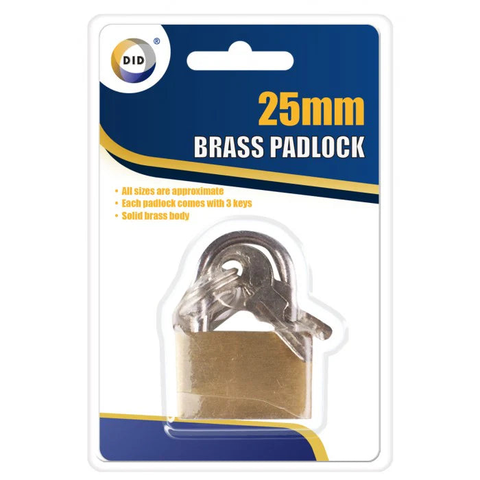 Brass Padlock 25mm 2 keys