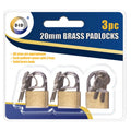 3pc 20mm Brass Padlocks