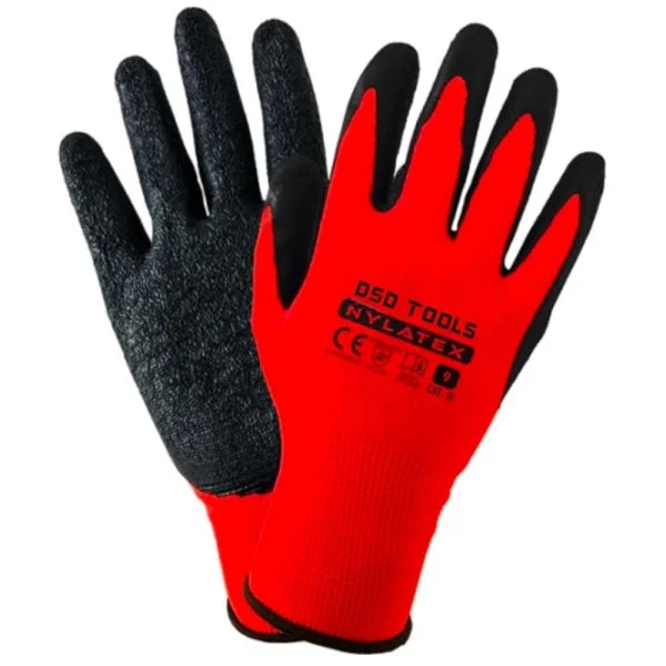 13 GAUGE LATEX COUTED POLYESTER GLOVES SIZE 10 - 12 Pairs