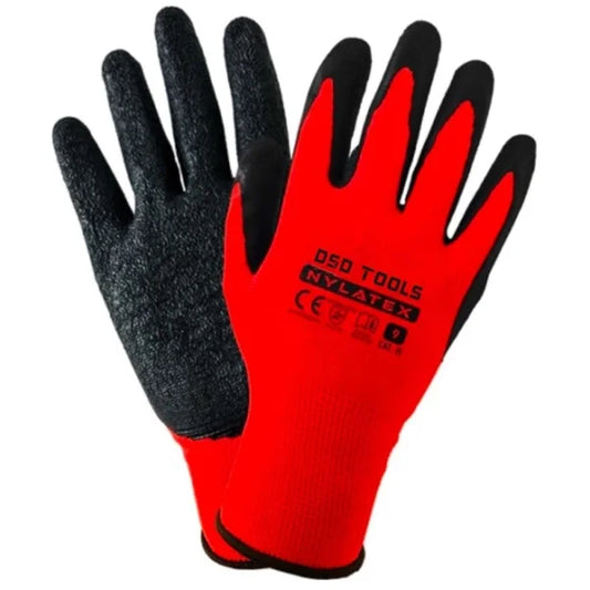 13 GAUGE LATEX COUTED POLYESTER GLOVES SIZE 10 - 12 Pairs