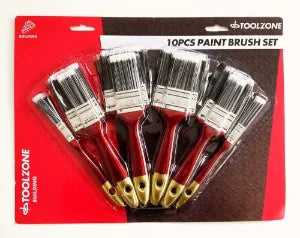 10Pc Paint Brush Set Nylon Bristle