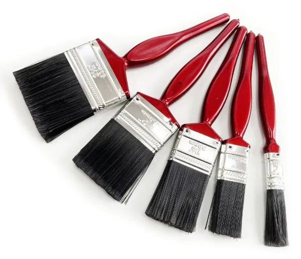 5PC Paint Brush Set Red Handle