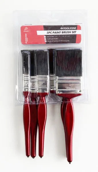 5PC Paint Brush Set Red Handle