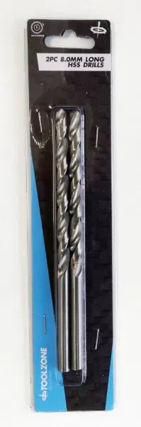 2PC 8mm Long Series HSS Drills