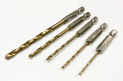 5PC Titan Coated Drills HEX Shank