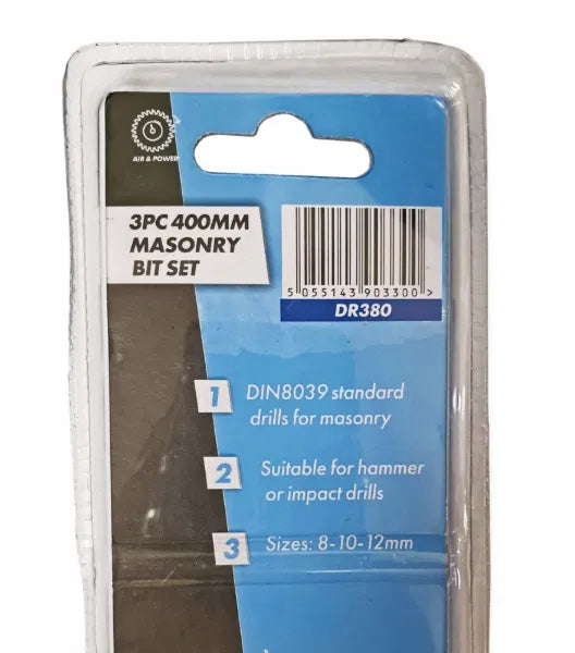 3PC 400MM QUALITY MASONRY DRILLS