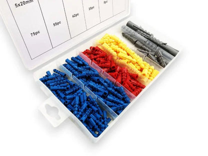 220pc Assorted Wall Plugs 5–12mm with Storage Case