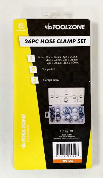 26PC HOSE CLAMPS IN ASSORT. BOX