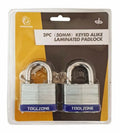 2Pc 50mm Laminated Padlocks Keyed Alike