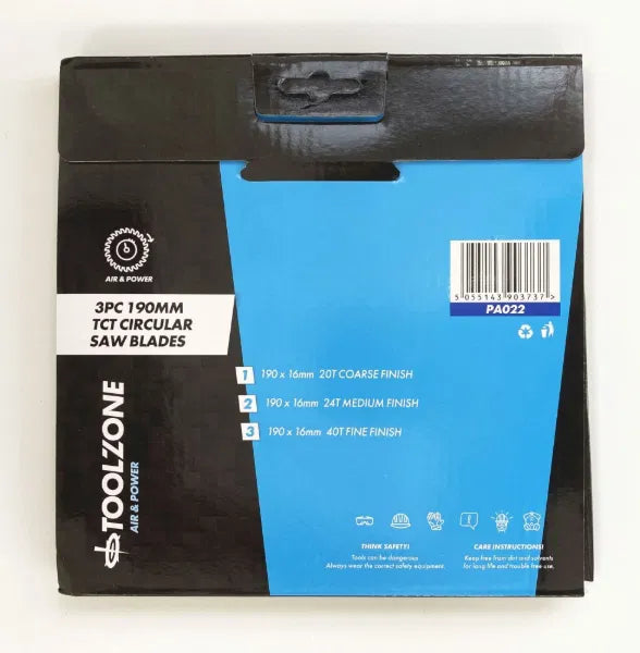 3Pc 190mm 16mm TCT Circ. Saw Blades