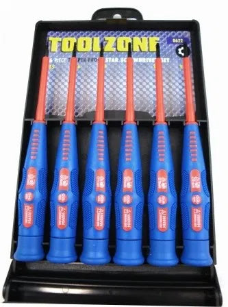 6PC PRECISION VDE TAMPER STAR SCREWDRIVERS