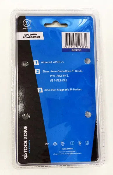 10PC CRV Single Ended Power Bit Set