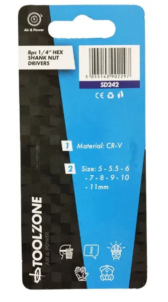 8PC 1/4" Hex Shank Nut Drivers