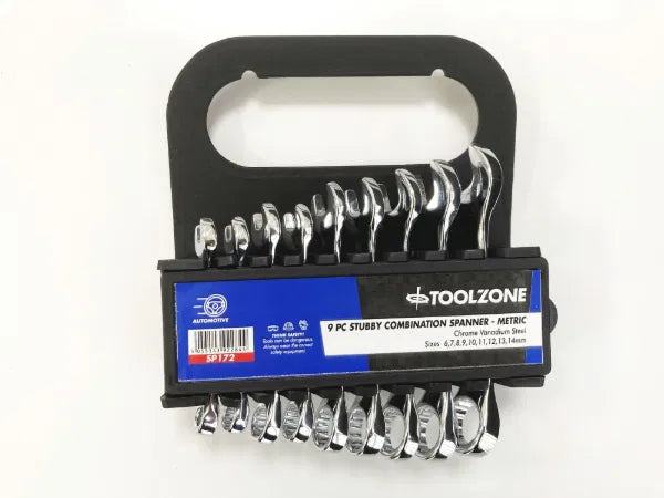 9PC STUBBY COMBINATION SPANNERS - METRIC
