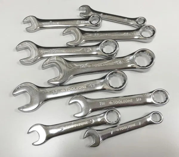 9PC STUBBY COMBINATION SPANNERS - METRIC