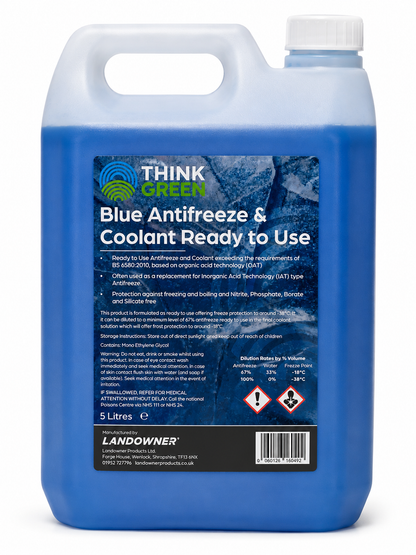 Blue Antifreeze Coolant Ready To Use 5L Premixed Engine Coolant -40°C BS6580