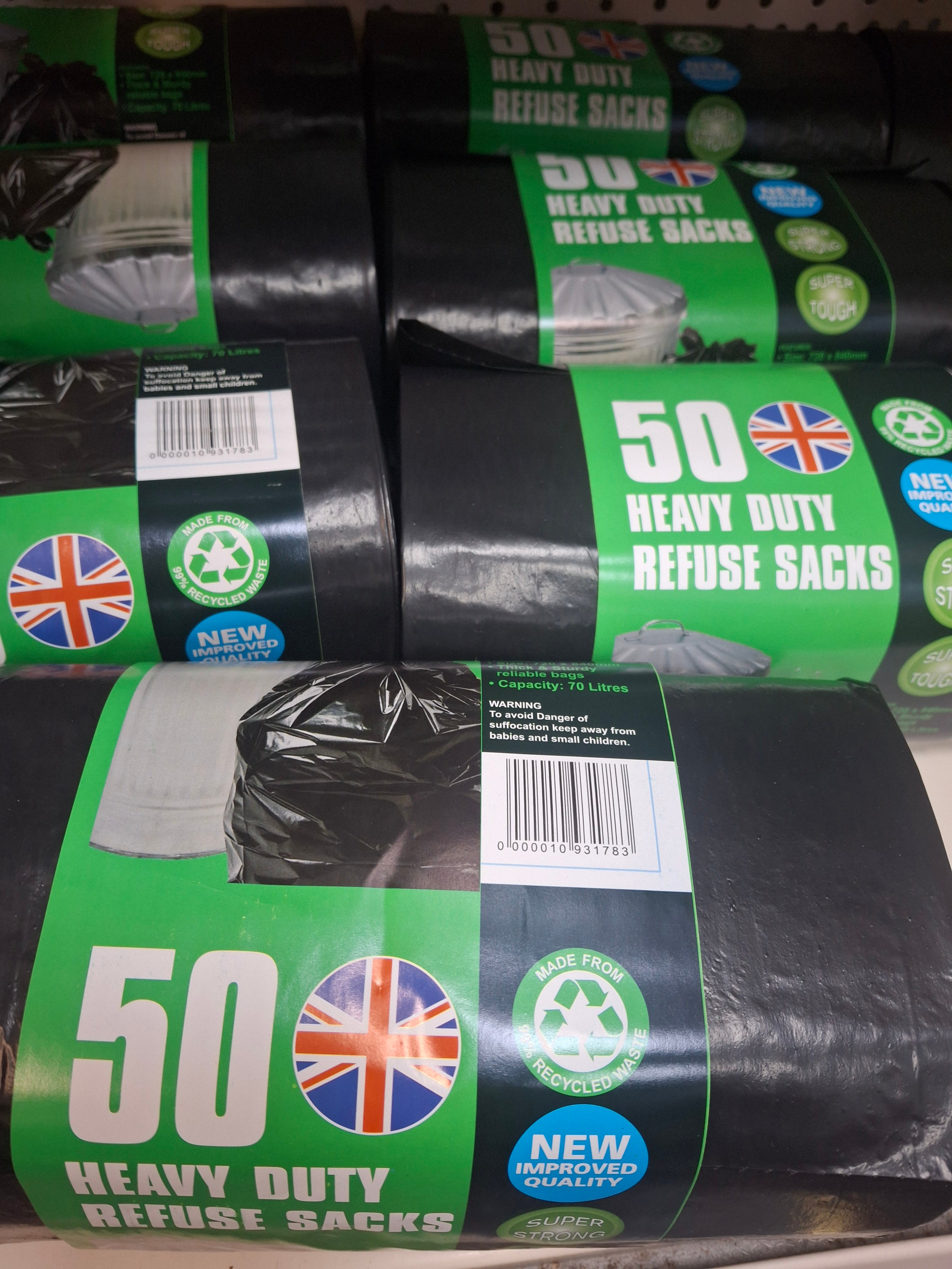 50 Heavy Duty Refuse Sacks - 70 Ltrs