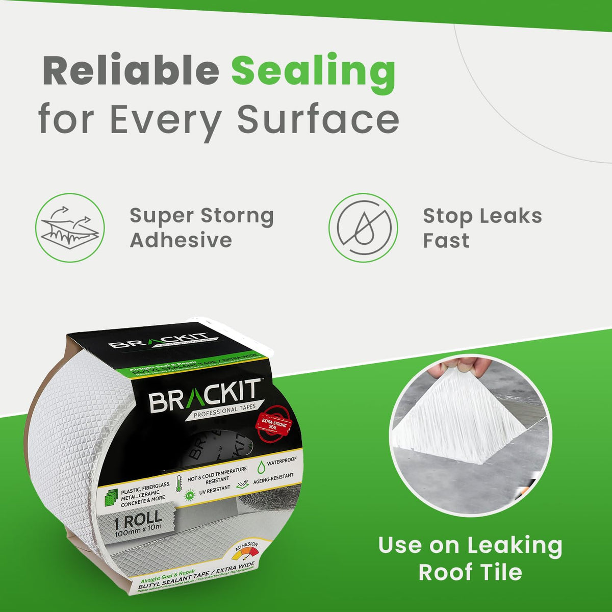 Brackit Waterproof Butyl Flashing Tape 100mm x 10m – Roof & Gutter Repair