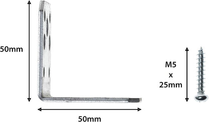 Brackit 10pc Galvanised Steel Angle Brackets 50 x 50 x 40mm + 40 Screws
