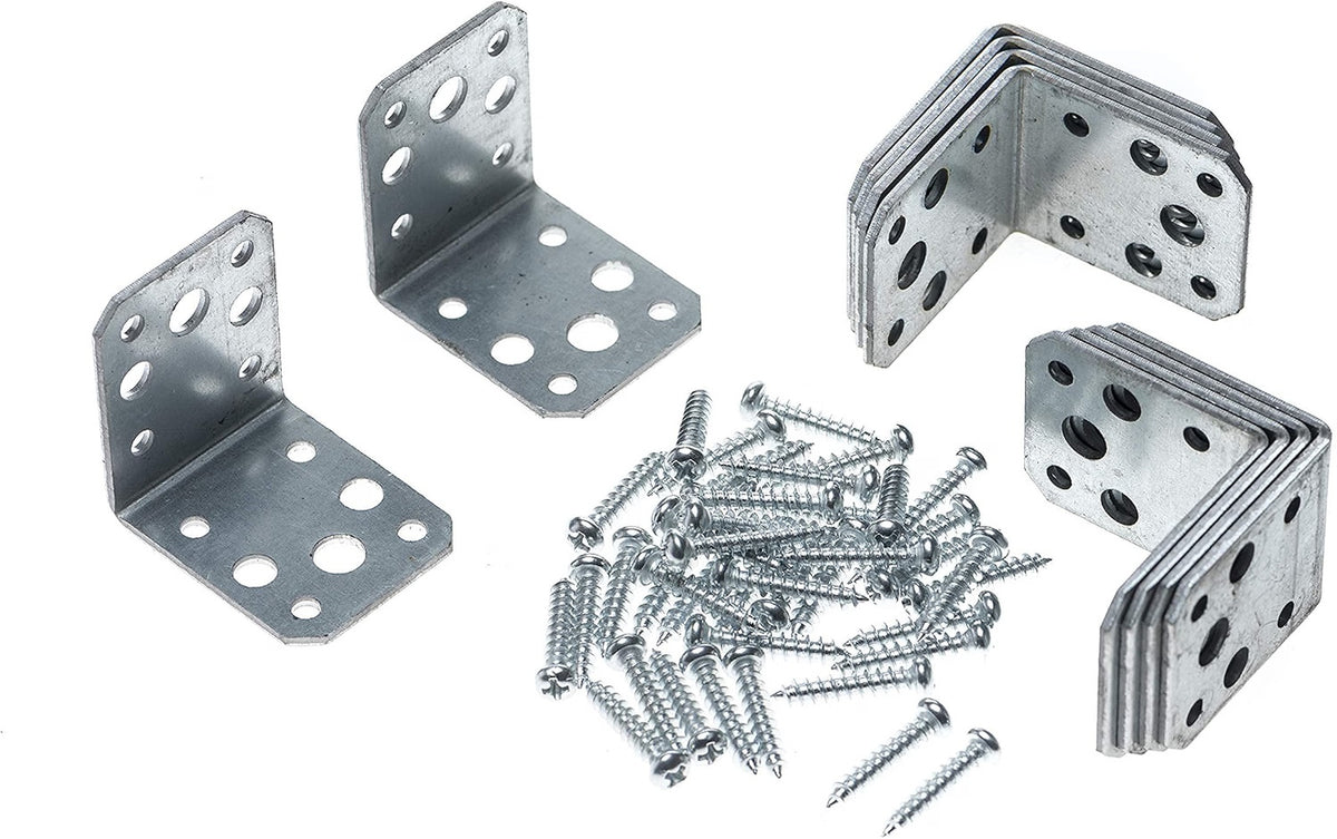 Brackit 10pc Galvanised Steel Angle Brackets 50 x 50 x 40mm + 40 Screws