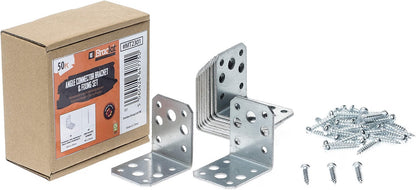 Brackit 10pc Galvanised Steel Angle Brackets 50 x 50 x 40mm + 40 Screws