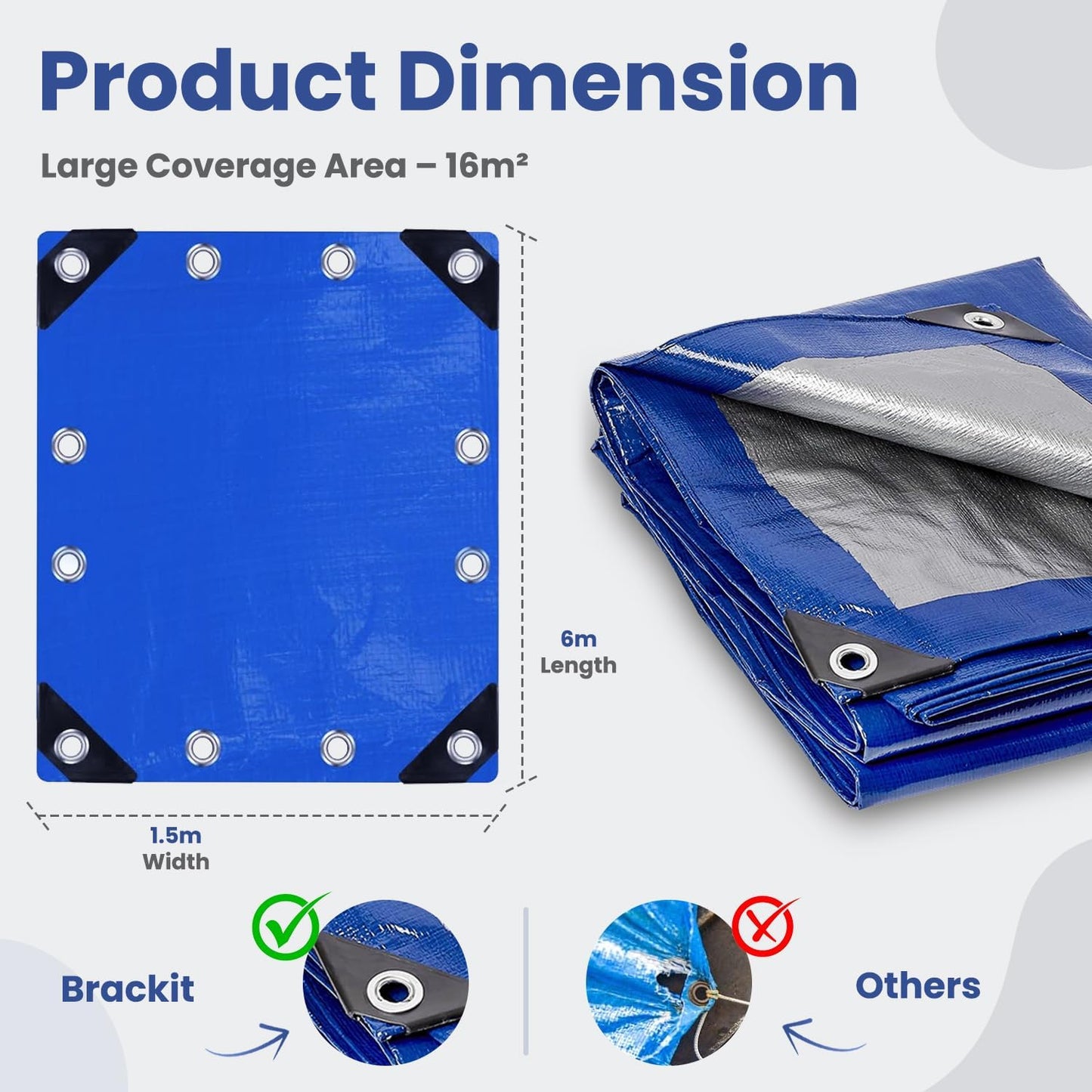 1.5m x 6m Heavy Duty PE Tarpaulin